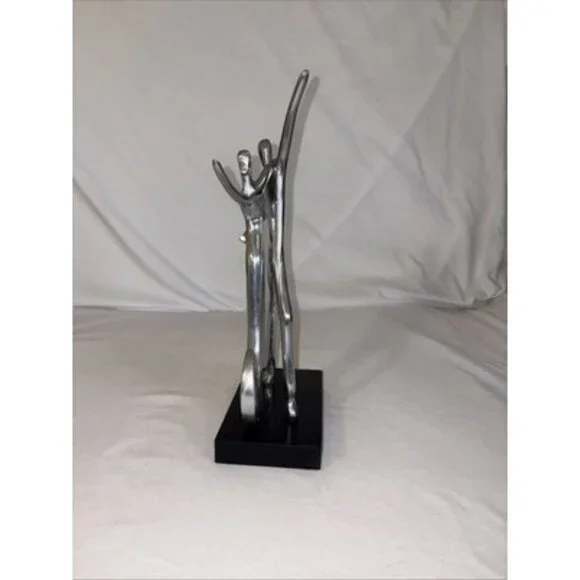 Nelson Pine Industries Modern Dancing Couple Medal & Wood Base Abstract 2013 - Picture 2 of 6